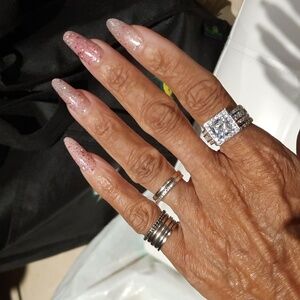 MASSIVE AUTHENTIC SOLID STERLING SILVER CZ ENGAGEMENT RING GIFT 💝